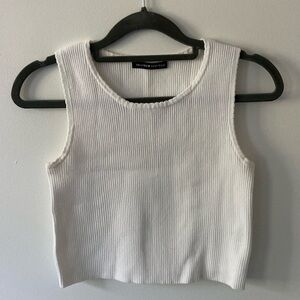 Brandy Melville Ribbed Crop Top - White